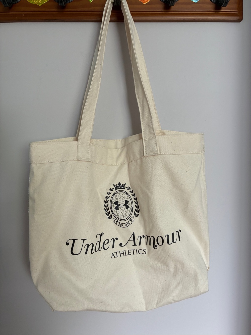 Under Armour Cream Canvas Tote with Logo